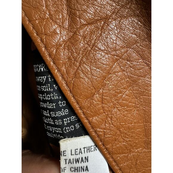 Vtg Montgomery Ward The Tannery Leather Jacket Womens M Mens 16 Camel Tan 1960s - Picture 2 of 13